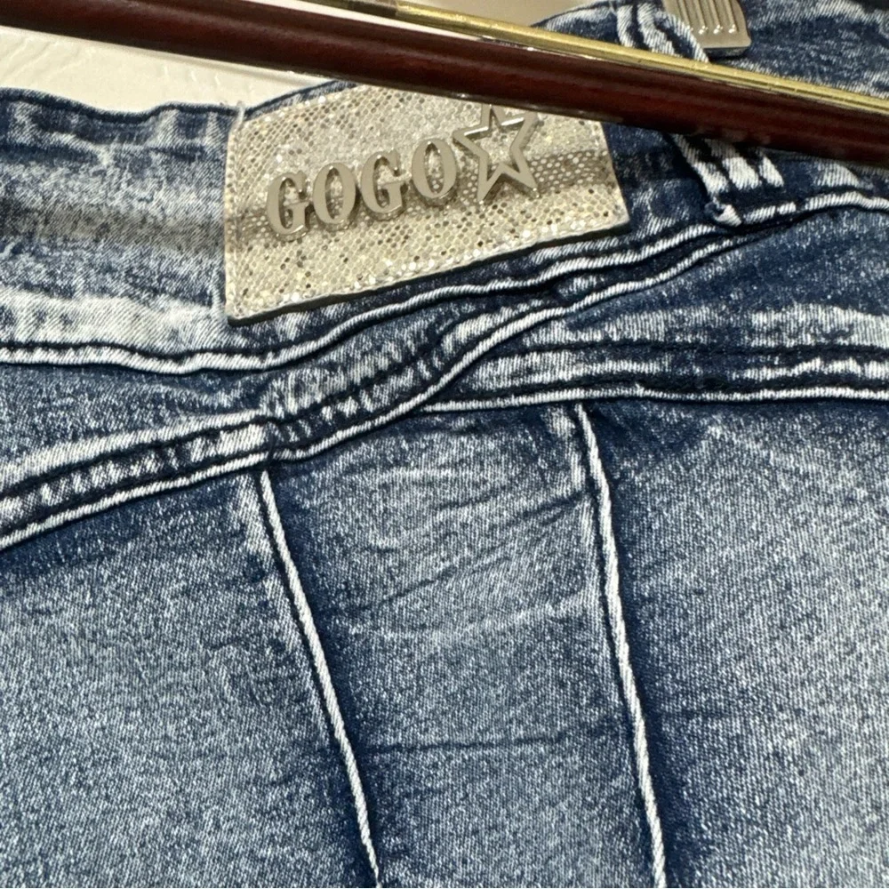 GOGO Women's Washed Blue Distressed Skinny Jeans A53